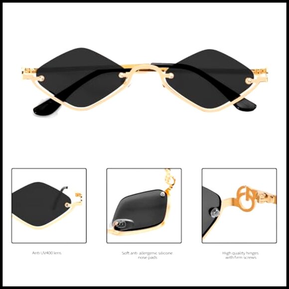 Semi-Rimless Retro Sunglasses UV400 Metal Frame Lightweight main image 7
